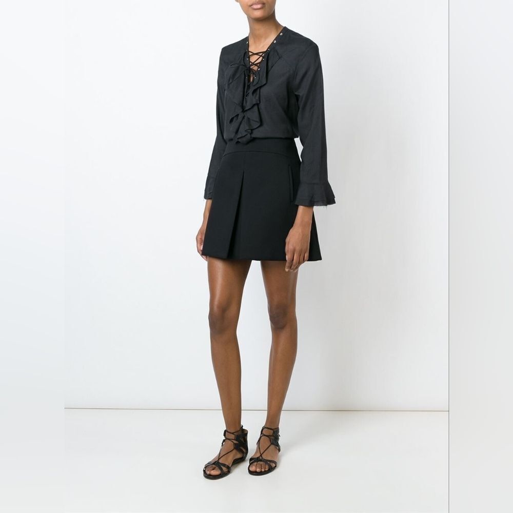 IRO Finley Ruffle Top in Black - Size 38